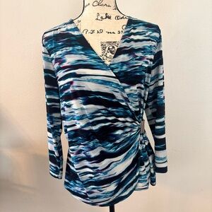 Calvin Klein Multicolor Wrap Blouse Size Large